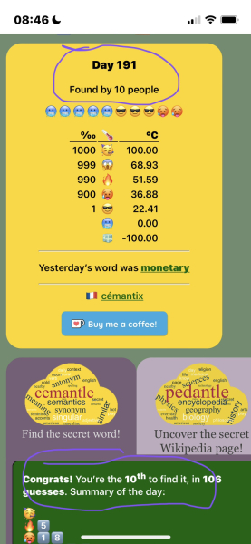 Love Semantle? Try Cemantle! Thread 7