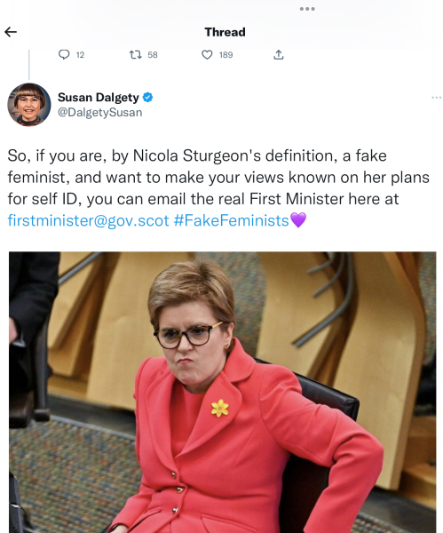Nicola Sturgeon is on Radio 4 now. She's said that her gender reform won't make any difference