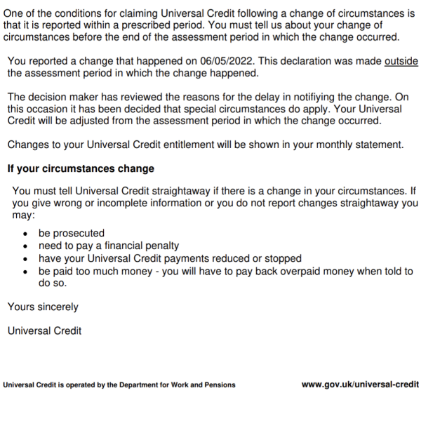 UC disabled child backdate