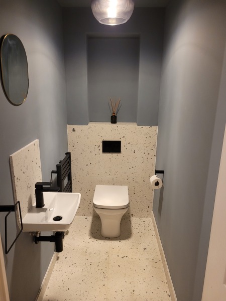 Struggling to decorate small (but high ceilinged) toilet room