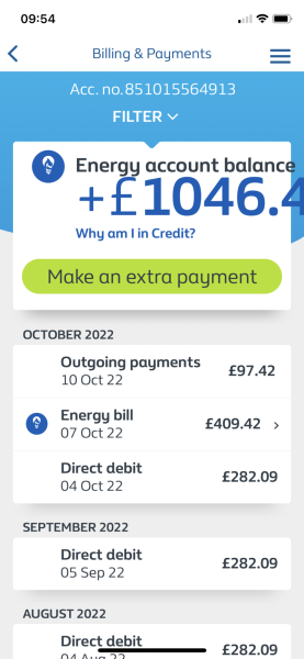 British Gas payment for heating costs