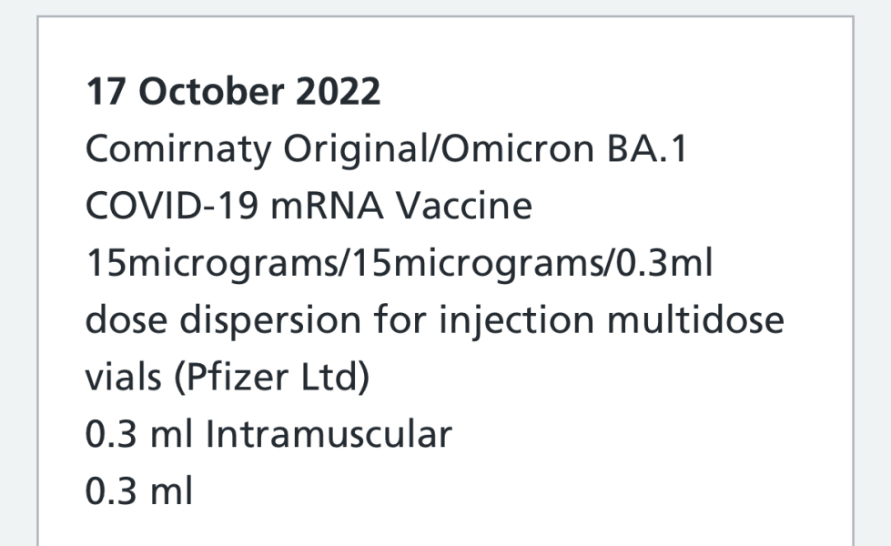 Is a "Bivalent" vaccine described us such on NHS app?
