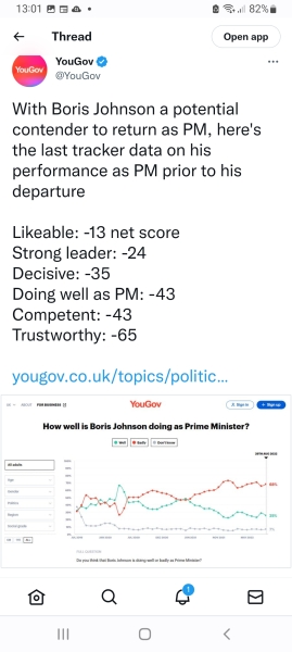 To have an anonymous poll - would you personally like to see Boris return to being PM?