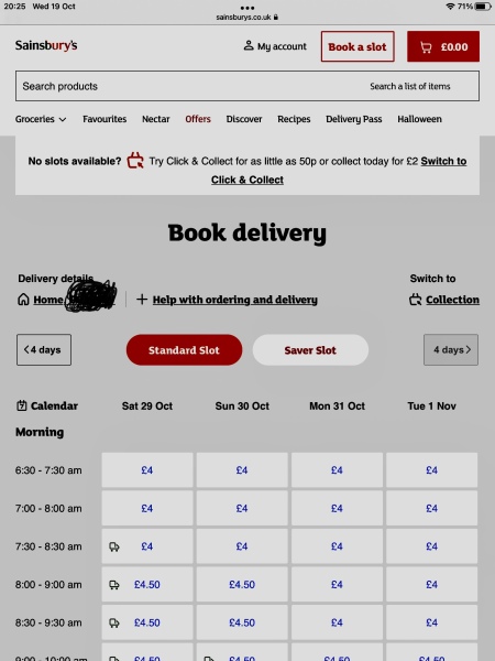 Sainsbury's Xmas delivery slots