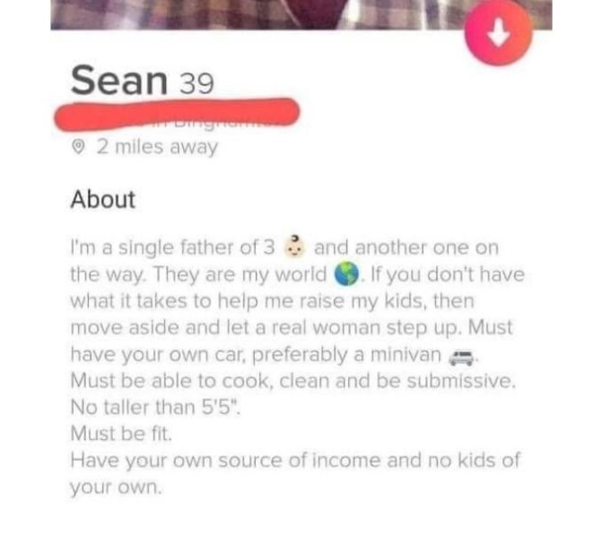 To be shocked and appalled at this Tinder profile