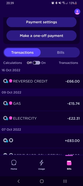 Governemnt energy payment credited qnd deducted from account 