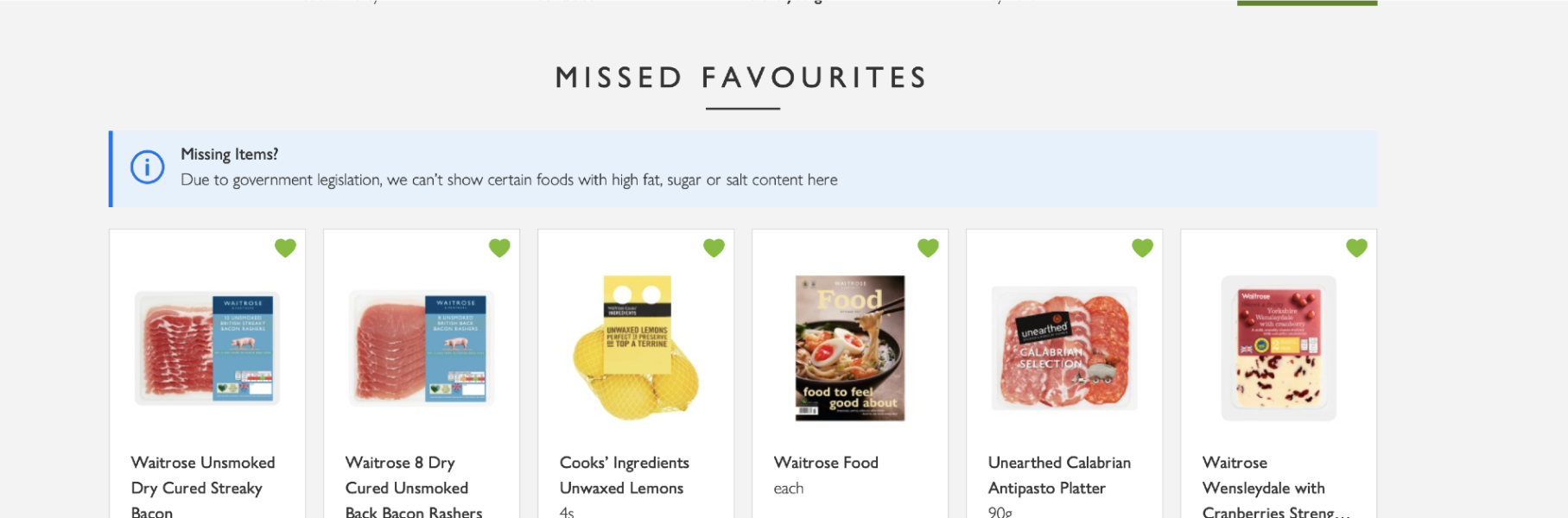 Government legislation stopping on line supermarket from displaying my favourites....