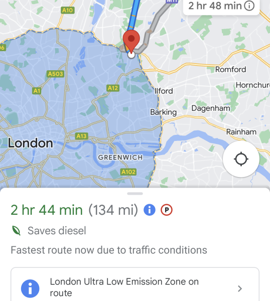 Travelling into London