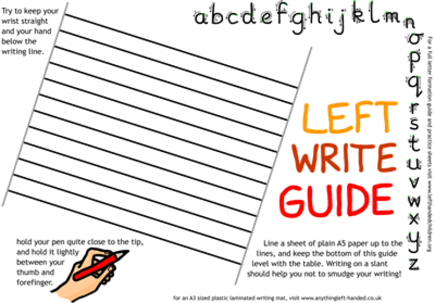 Teaching left handed children to write