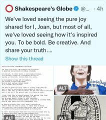 The Globe Theatre share and praises poem about 'Terfs'