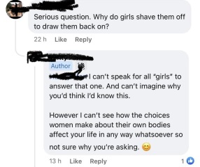 To wonder why people post dickish comments on FB adverts