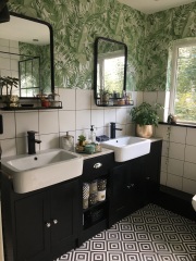 Bathroom vanity unit with double sinks