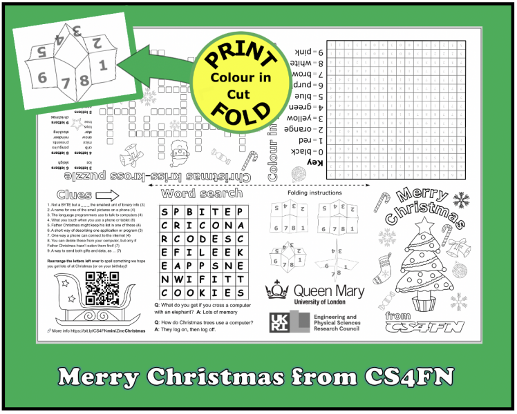 FREE printable colouring in sheet - Christmas and Computing themed