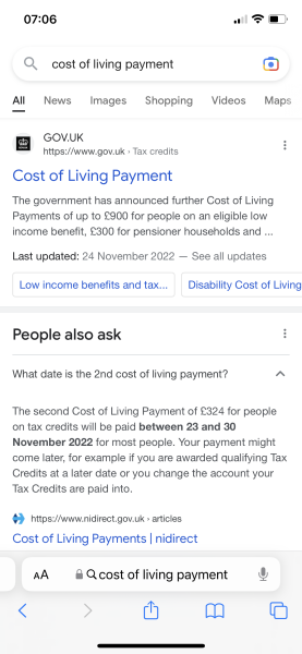 Tax credits and cost of living