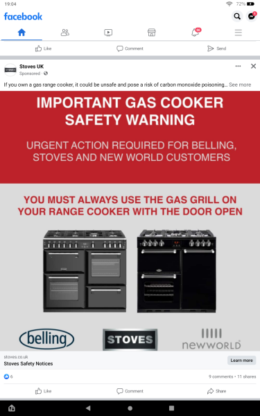 Stoves cookers - READ THIS - IMPORTANT .
