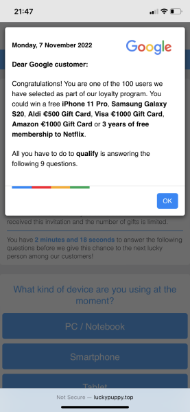 Pop up iPhone winner