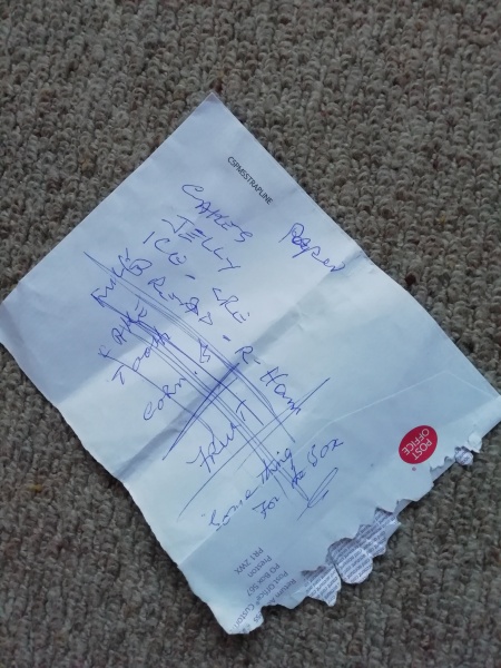 A shopping list!