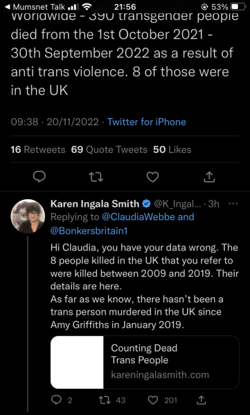 Welsh Parliament tweet re Trans Remembrance day 