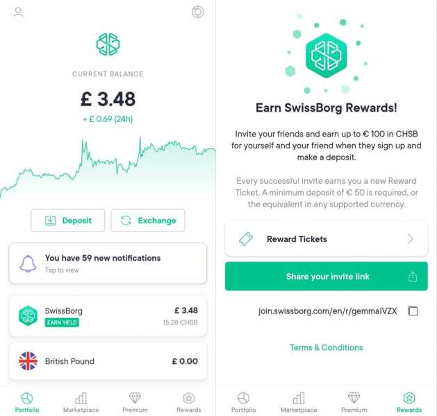 Swissborg upto £87 free 
