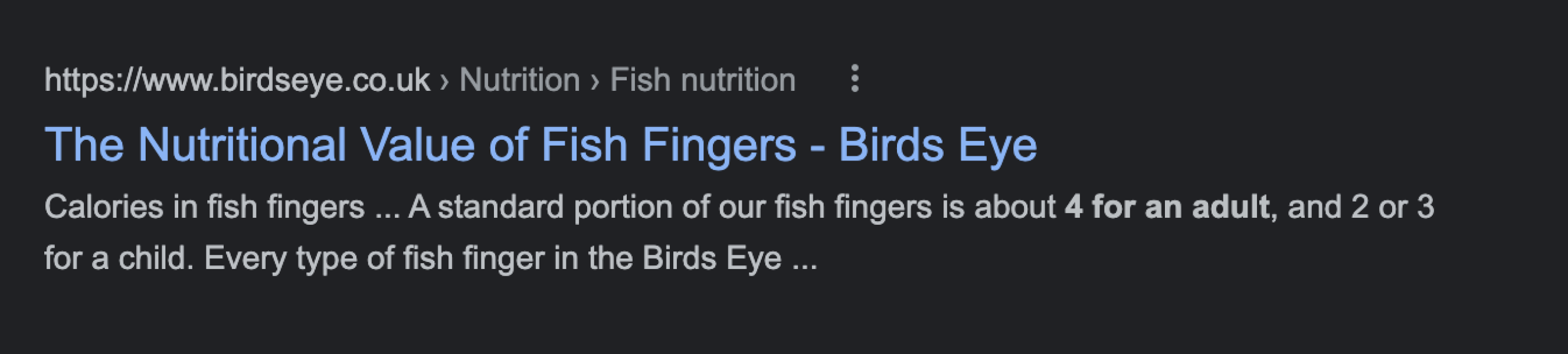 What’s an adult size portion of fish fingers??