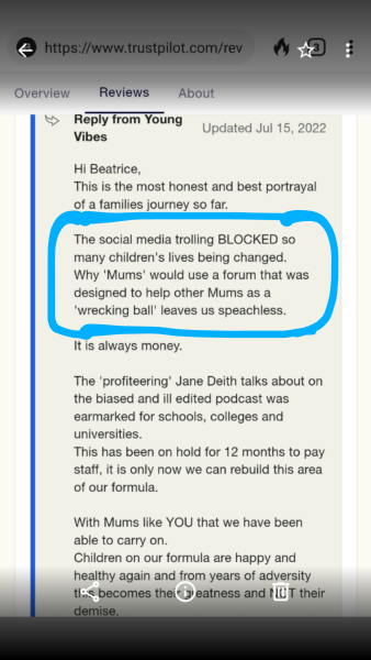 Young Vibes/Satsie Thomas. New company set up by the same people as Your Child Freedom Formula and Peaky Parents