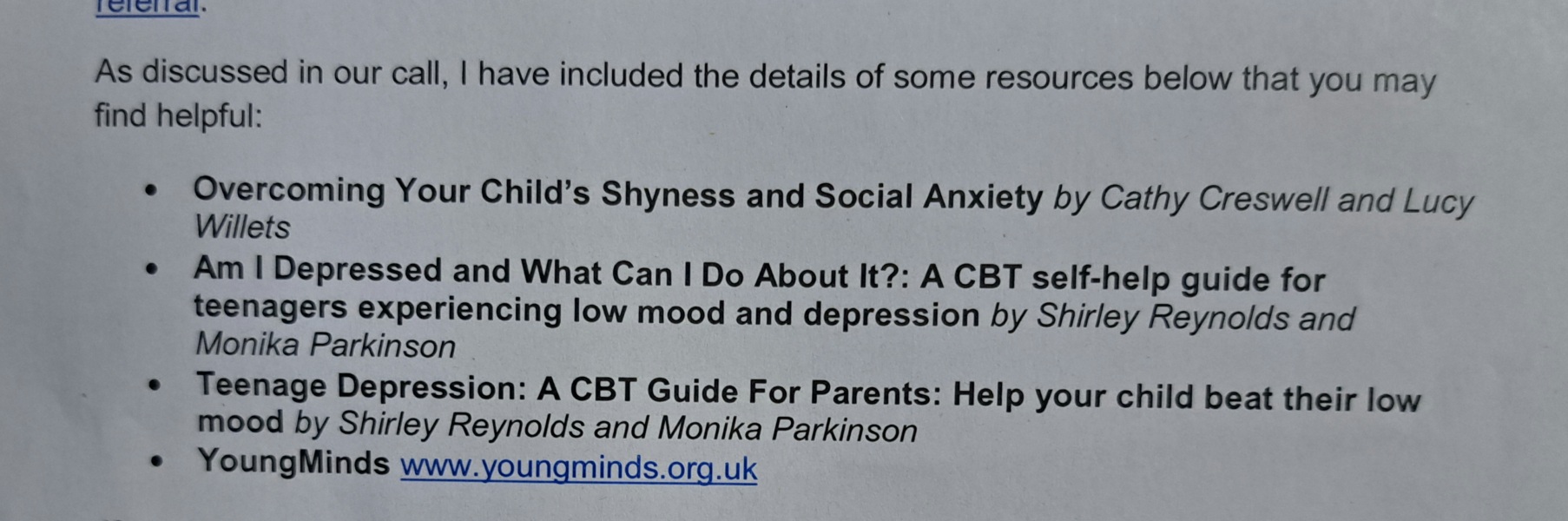 Inability to attend school due to anxiety