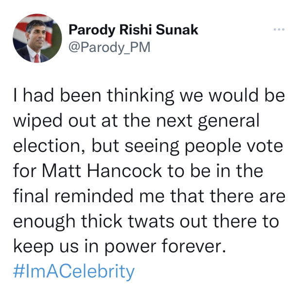 To think Matt Hancock should have been voted off