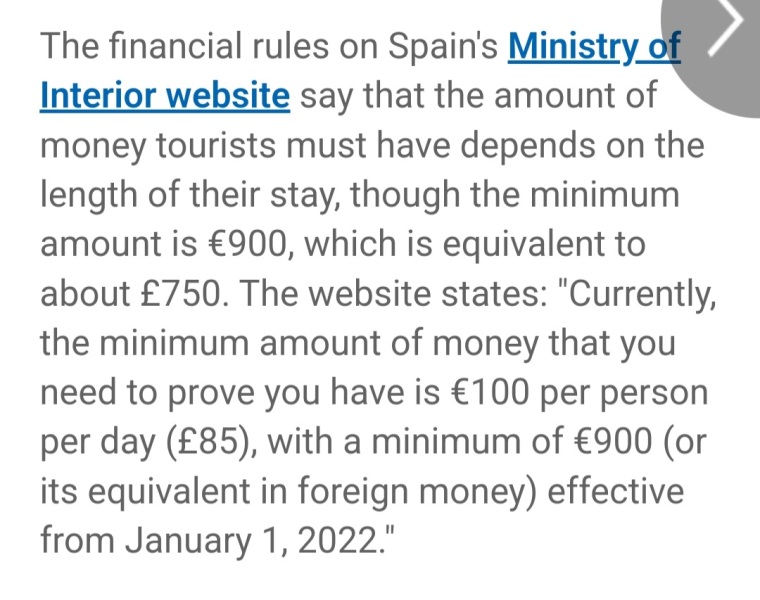 €100 a day to travel to Spain.