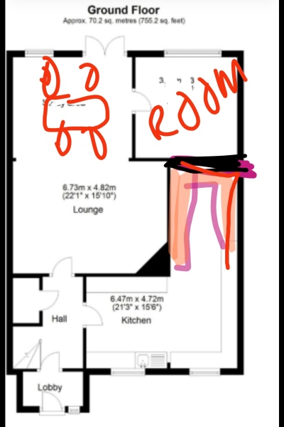 Weird-shaped kitchen in new house - PICS