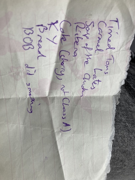 I found a shopping list!!