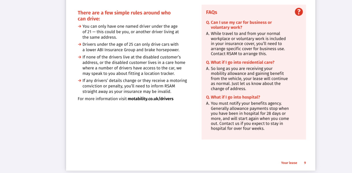 Motability car use…