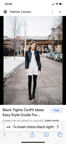 White mini dress with black opaques?