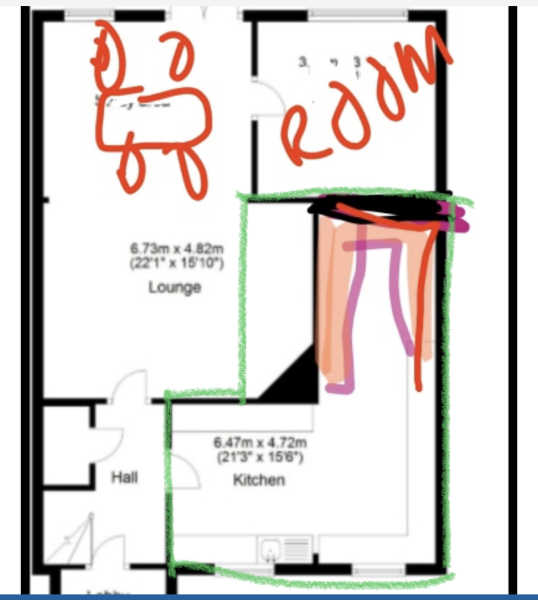 Weird-shaped kitchen in new house - PICS