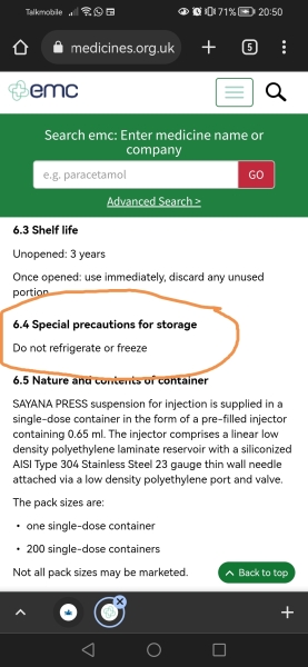 To still take depo injection after accidentally putting it in the fridge?