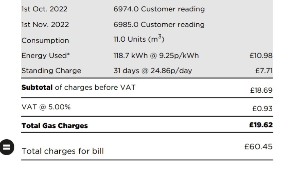 Monthly kWh used for gas and electricity?