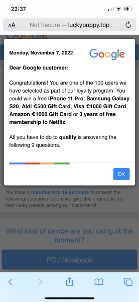 Pop up iPhone winner