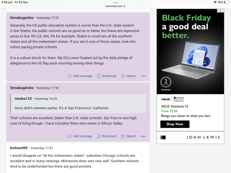 Schooling in UK or USA