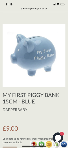 Long shot - blue china piggy bank