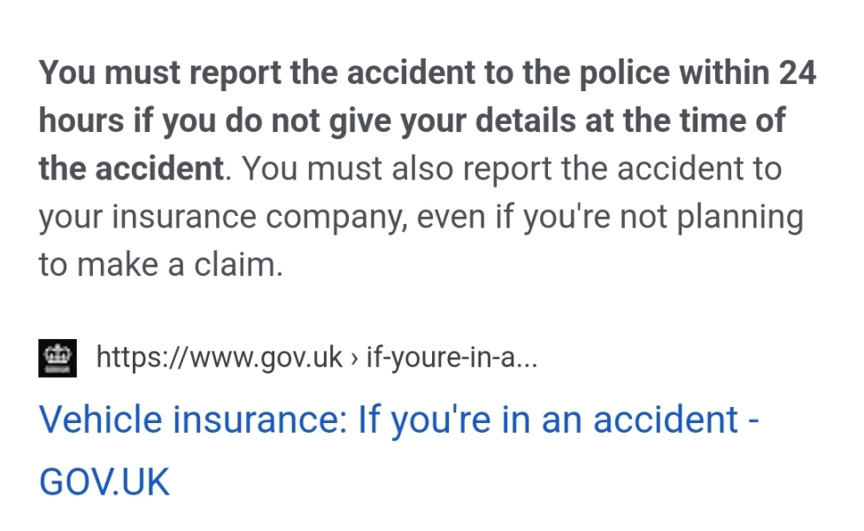 I was involved in a crash and drove off, help me