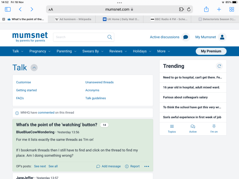 What's the point of the 'watching' button?