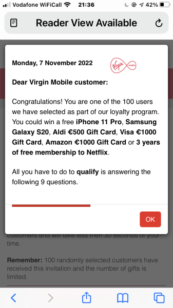 Pop up iPhone winner