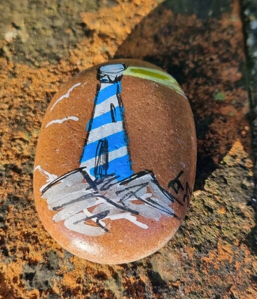 Taking painted rocks on holiday