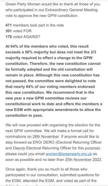 Green Party Women EGM - Klaxon Call