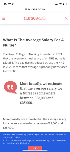 To be disgusted that nurses may be striking for a 17% pay rise!