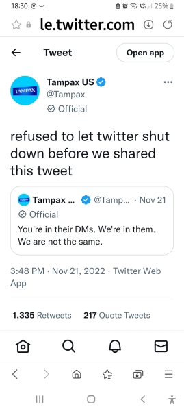 Tampax US Tweet