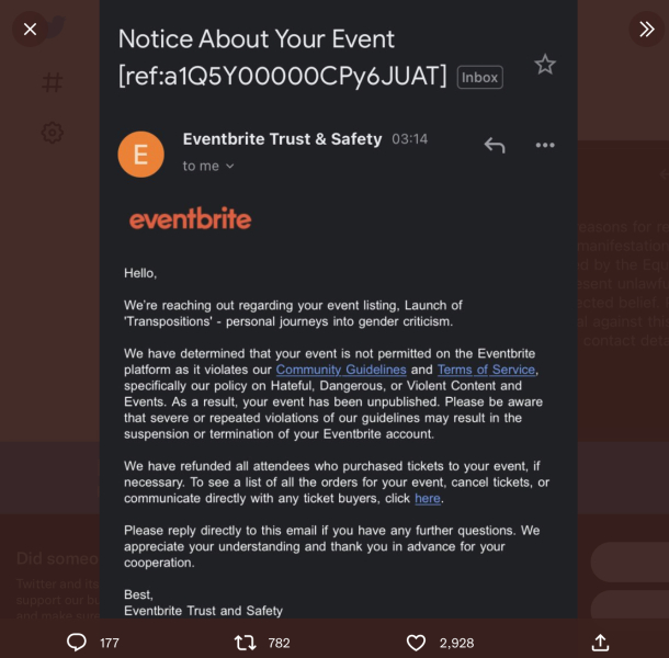 Legal action against Eventbrite for unlawful discrimination 