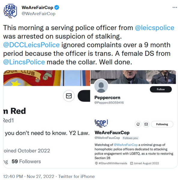 Twitter Thread on TW & TM recruited by the police