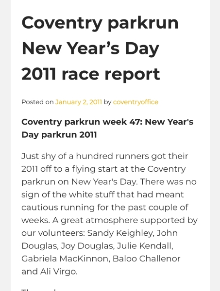 Park run email today - "Living as myself"