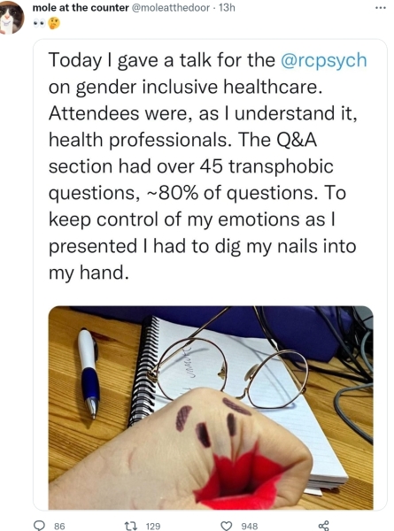 Royal college of psychiatrists inclusive Q&A session does not go to plan. 