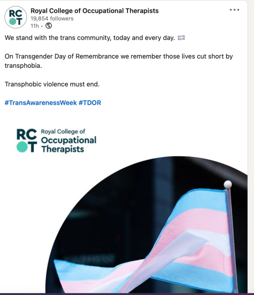 Welsh Parliament tweet re Trans Remembrance day 